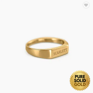 Pure Solid Gold - 18K 14K 10K Solid Gold Name Personalized Engraved Signet Ring