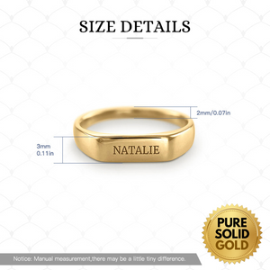 Pure Solid Gold - 18K 14K 10K Solid Gold Name Personalized Engraved Signet Ring