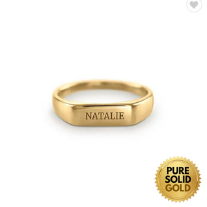 Pure Solid Gold - 18K 14K 10K Solid Gold Name Personalized Engraved Signet Ring