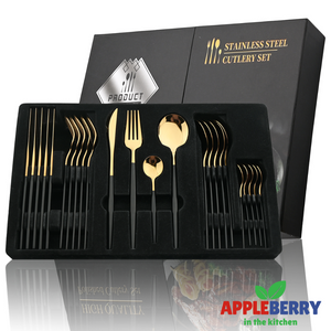 Luxurious 24Pcs Cutlery Set Stainless Steel Tableware Dinnerware Gift