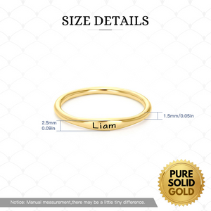 Pure Solid Gold - 18K Solid Yellow Gold Minimalist Name Personalized Engraved Stackable Thin Ring