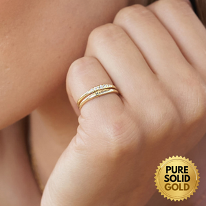 Pure Solid Gold - 18K Solid Yellow Gold Minimalist Name Personalized Engraved Stackable Thin Ring