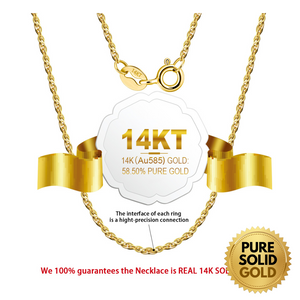 Pure Solid Gold - 14K Solid Gold 1.5mm Diamond Cut Rope Chain Necklace Unisex