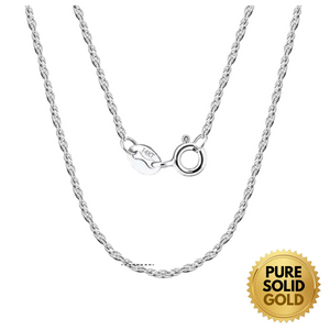 Pure Solid Gold - 14K Solid Gold 1.5mm Diamond Cut Rope Chain Necklace Unisex