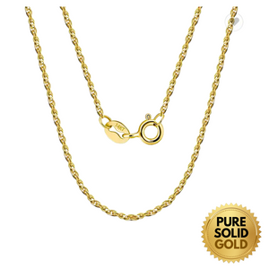 Pure Solid Gold - 14K Solid Gold 1.5mm Diamond Cut Rope Chain Necklace Unisex