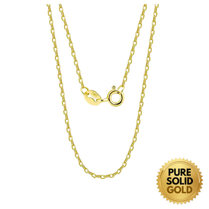 Pure Solid Gold - 14K Solid Gold 1.0mm Cable Link Chain Necklace Unisex