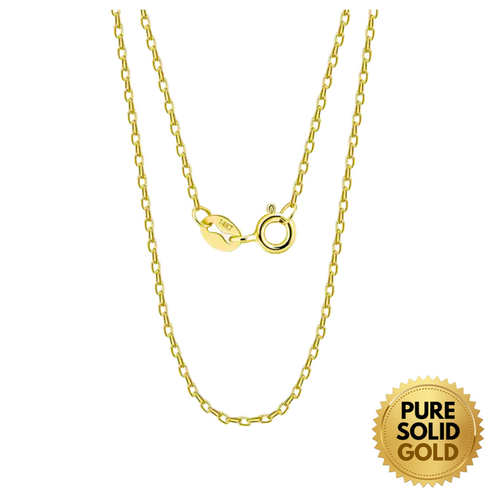 Pure Solid Gold - 14K Solid Gold 1.0mm Cable Link Chain Necklace Unisex