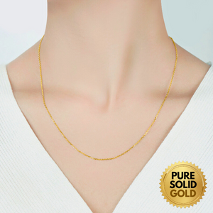 Pure Solid Gold - 14K Solid Gold 1.0mm Cable Link Chain Necklace Unisex