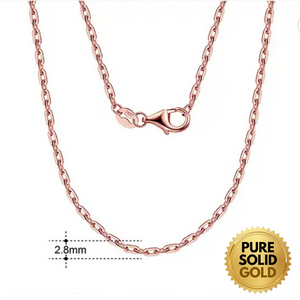 Pure Solid Gold - 14K Solid Gold 2.8mm Paperclip Link Chain Necklace Unisex