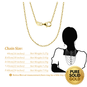 Pure Solid Gold - 14K Solid Gold 2.8mm Paperclip Link Chain Necklace Unisex