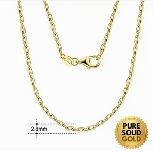 Pure Solid Gold - 14K Solid Gold 2.8mm Paperclip Link Chain Necklace Unisex