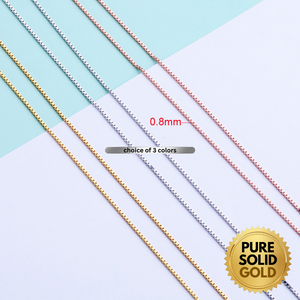 Pure Solid Gold - 14K Solid Gold 0.6mm 0.8mm 1.0mm Box Link Chain Necklace Unisex