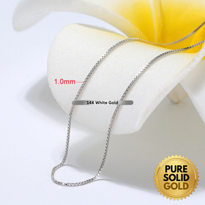 Pure Solid Gold - 14K Solid Gold 0.6mm 0.8mm 1.0mm Box Link Chain Necklace Unisex