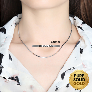 Pure Solid Gold - 14K Solid Gold 0.6mm 0.8mm 1.0mm Box Link Chain Necklace Unisex