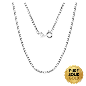 Pure Solid Gold - 14K Solid Gold 0.6mm 0.8mm 1.0mm Box Link Chain Necklace Unisex