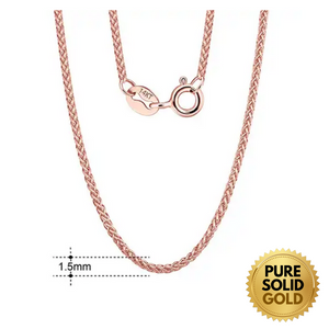 Pure Solid Gold - 14K Solid Gold 1.1mm 1.5mm Diamond Cut Chopin Link Chain Necklace Unisex