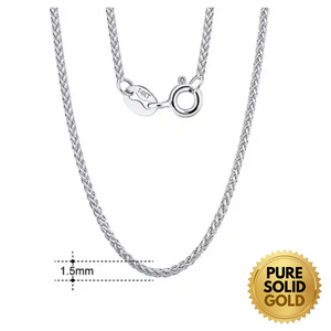 Pure Solid Gold - 14K Solid Gold 1.1mm 1.5mm Diamond Cut Chopin Link Chain Necklace Unisex