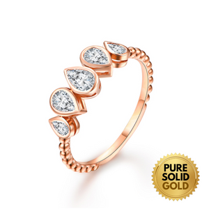 Pure Solid Gold - 14K Solid Gold 1.5CTTW Pear Moissanite Diamond Ring - Women's Jewelry