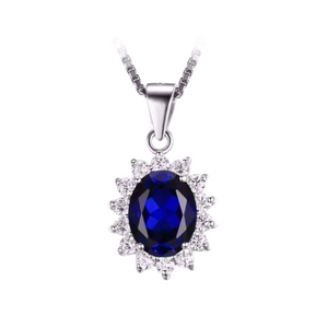 Swiss Blue Oval Cut Simulated Sapphire Halo Ring Necklace Earrings