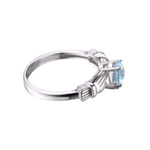 Tara Claddagh Heart Cut Aquamarine Ring