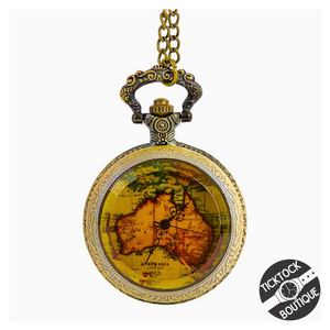 classically chic Vintage Bronze Australian Map Pocket Watch Unisex