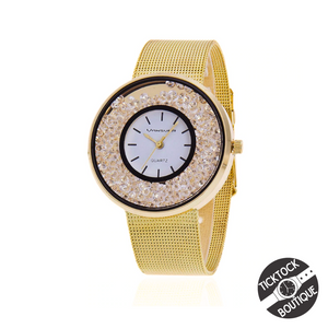 Luxe Floating Diamond Crystal Bezel Women's Timepiece Wrist Watch