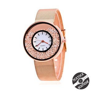 Luxe Floating Diamond Crystal Bezel Women's Timepiece Wrist Watch