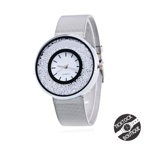 Luxe Floating Diamond Crystal Bezel Women's Timepiece Wrist Watch