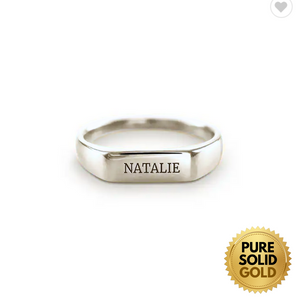 Pure Solid Gold - 18K 14K 10K Solid Gold Name Personalized Engraved Signet Ring