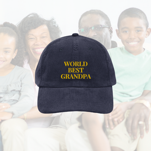 World Best Grandpa Vintage Corduroy Cap 3D Puff