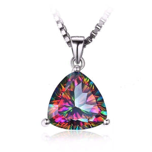 Mystic Topaz Trillion Cut Earrings Ring Necklace