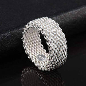 Silky Chains Silver Mesh Ring for Woman Flexible Everyday Wear