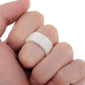 Silky Chains Silver Mesh Ring for Woman Flexible Everyday Wear