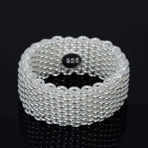 Silky Chains Silver Mesh Ring for Woman Flexible Everyday Wear