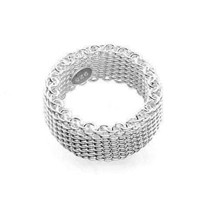 Silky Chains Silver Mesh Ring for Woman Flexible Everyday Wear