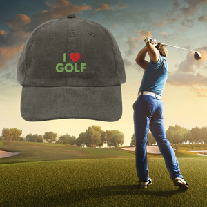 I Love Golf Vintage Corduroy Cap