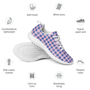 DASH Pixel Blue Pink Men’s Athletic Shoes Lightweight Breathable Design by IOBI Original Apparel