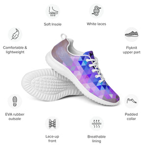 DASH Geo Purple Men’s Athletic Shoes Lightweight Breathable Design by IOBI Original Apparel