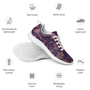 DASH Copper Floral Men’s Athletic Shoes Lightweight Breathable Design by IOBI Original Apparel