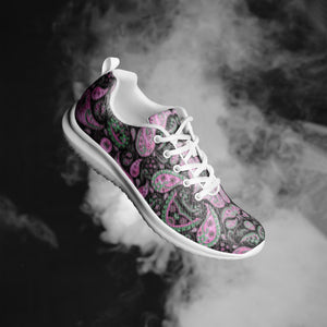 DASH Paisley Black Pink Men’s Athletic Shoes Lightweight Breathable Design by IOBI Original Apparel