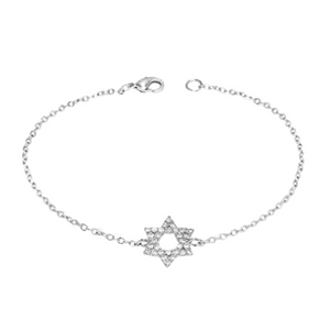 Delicate CZ Encrusted Mini Star of David Bracelet for Women