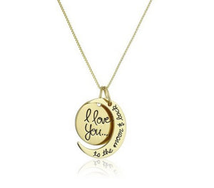 Captivating "I Love You To The Moon & Back" 14K Gold Plated Women Charm Necklace or Bangle