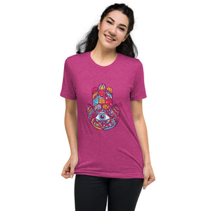 Hamsa Design Short Sleeve Tri-Blend T-Shirt - Durable & Super Comfortable Unisex