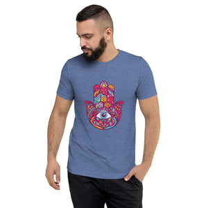 Hamsa Design Short Sleeve Tri-Blend T-Shirt - Durable & Super Comfortable Unisex