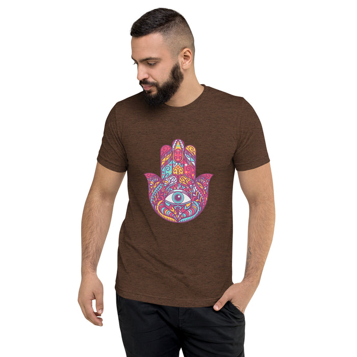 Hamsa Design Short Sleeve Tri-Blend T-Shirt - Durable & Super Comfortable Unisex