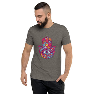 Hamsa Design Short Sleeve Tri-Blend T-Shirt - Durable & Super Comfortable Unisex