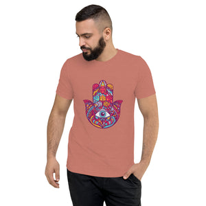 Hamsa Design Short Sleeve Tri-Blend T-Shirt - Durable & Super Comfortable Unisex