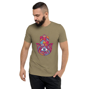 Hamsa Design Short Sleeve Tri-Blend T-Shirt - Durable & Super Comfortable Unisex