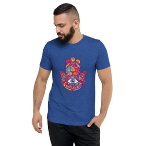 Hamsa Design Short Sleeve Tri-Blend T-Shirt - Durable & Super Comfortable Unisex