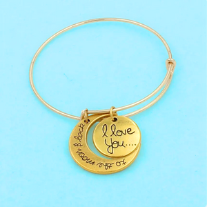 Captivating "I Love You To The Moon & Back" 14K Gold Plated Women Charm Necklace or Bangle